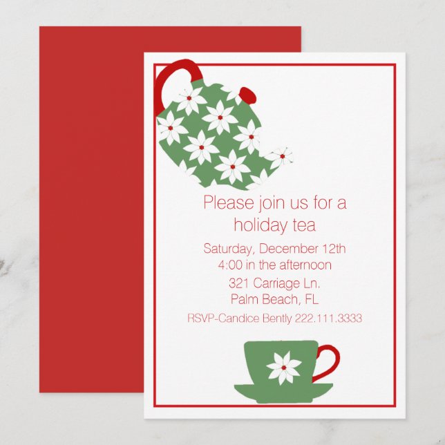 Holiday Tea Party Invitation (Front/Back)