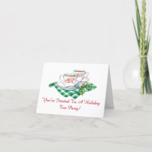 Holiday Tea Party Invitation.  Christmas Thank You Card