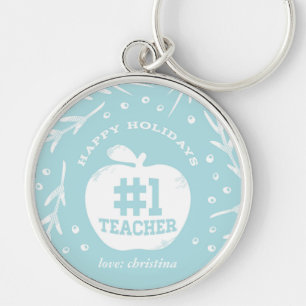Holiday Teacher Keychain Blue