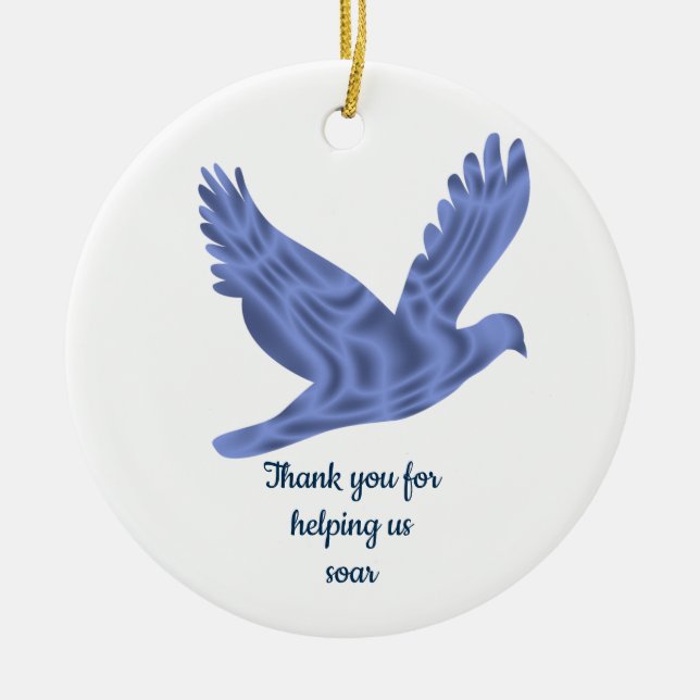 Holiday Thank You Employee Appreciation Blue Bird Ceramic Tree Decoration (Front)