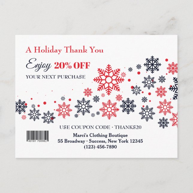 Holiday Thank You for your Patronage Card/Postcard Announcement Postcard (Front)