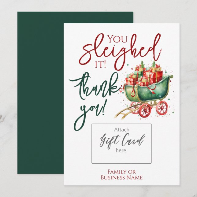 Holiday Thank You Sleigh Gift Card Holder (Front/Back)