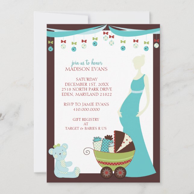 Holiday Theme Baby Shower Invitations {Baby Boy} (Front)