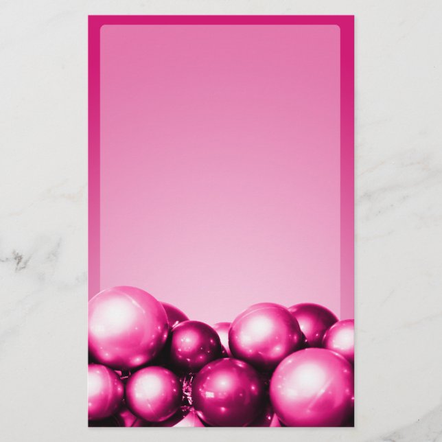 Holiday Theme Stationery Fuchsia Ornaments (Front)