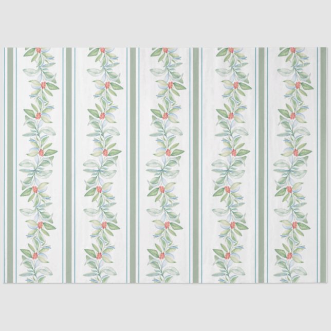 Holiday-themed Tissue Paper Botanical Watercolor (Front)