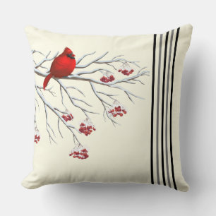 Holiday Throw Pillow-Cardinal Cushion