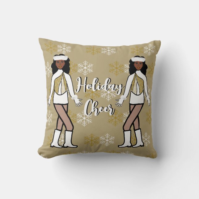 Holiday Throw Pillow Gold / White # 1 (Front)
