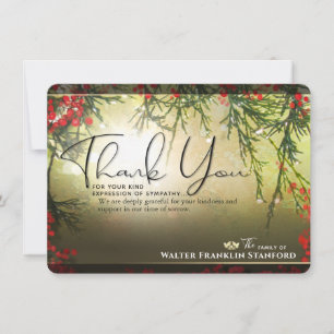 Holiday Time Christmas Sympathy Thank You Card