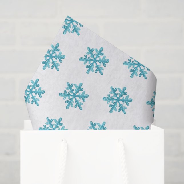Holiday Tissue Paper-Blue Snowflakes Tissue Paper (Gift Bag)