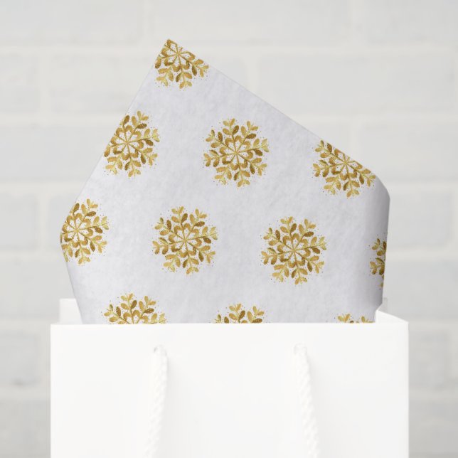 Holiday Tissue Paper-Gold Snowflakes Tissue Paper (Gift Bag)