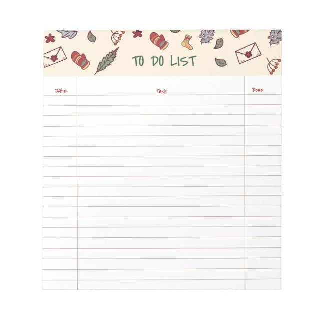 Holiday To-Do List Notepad (Front)