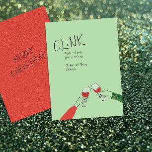 Holiday Toast Card – “Clink” Wine Glass Cheers