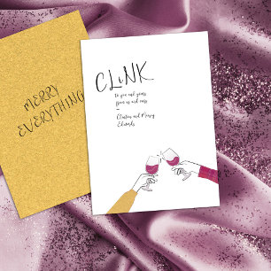 Holiday Toast Card – “Clink” Wine Glass Cheers