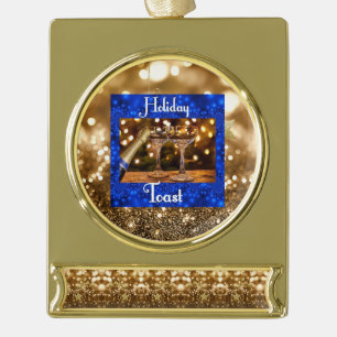 Holiday Toast Gold Plated Banner Ornament