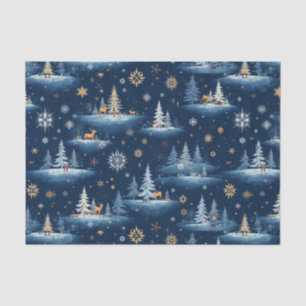 Holiday Toile, Trees Deer and Snowflakes  Tissue Paper
