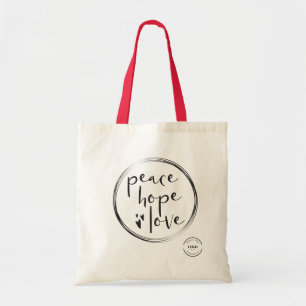 Holiday Tote Bag Add logo Peace hope love Xmas