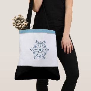 Holiday Tote Bag Blue Snowflake