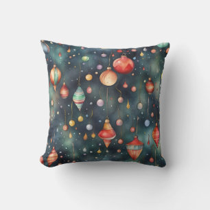 Holiday Toys, Christmas Decoration watercolor art  Cushion