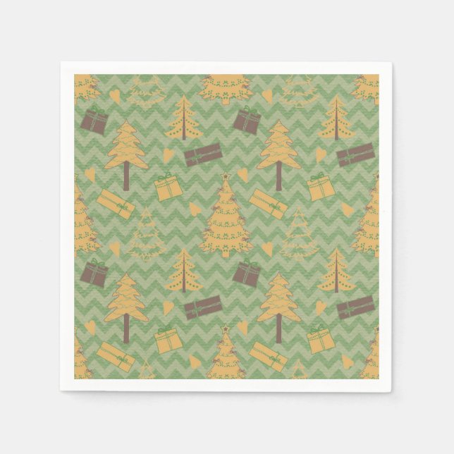 Holiday Tree and Gift Silhouettes Napkin (Front)