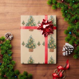 Holiday Tree Minimalistic Simple Country Pine Wrapping Paper