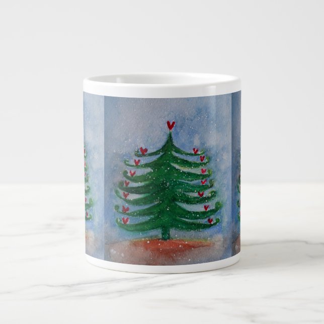 Holiday Tree Ornament Large Coffee Mug (Front)