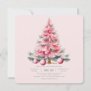 Holiday Tree Pink Holiday Dinner Invitation