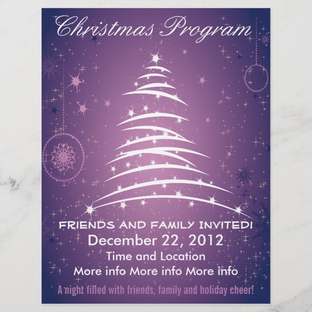 Holiday Tree Purple Christmas Program Flyer (Front)