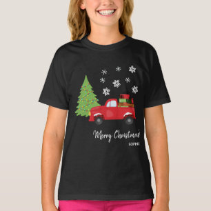 Holiday Tree Vintage Truck Merry Christmas Family T-Shirt