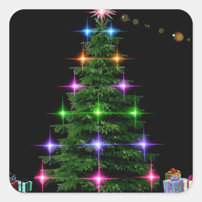 Holiday trendy Merry Christmas Tree Square Sticker (Front)