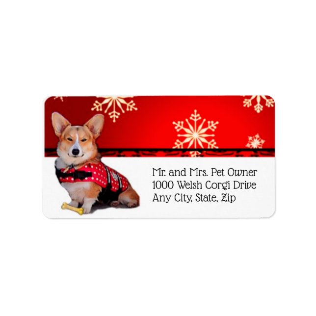 Holiday Tricolor Corgi Label (Front)