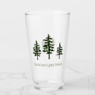 Holiday Trio Of Trees Glass Tumbler