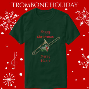 Holiday Trombone Happy Christmas Merry Music T-Shirt