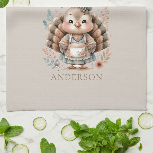 Holiday Turkey Add Custom Text Tea Towel (Folded)