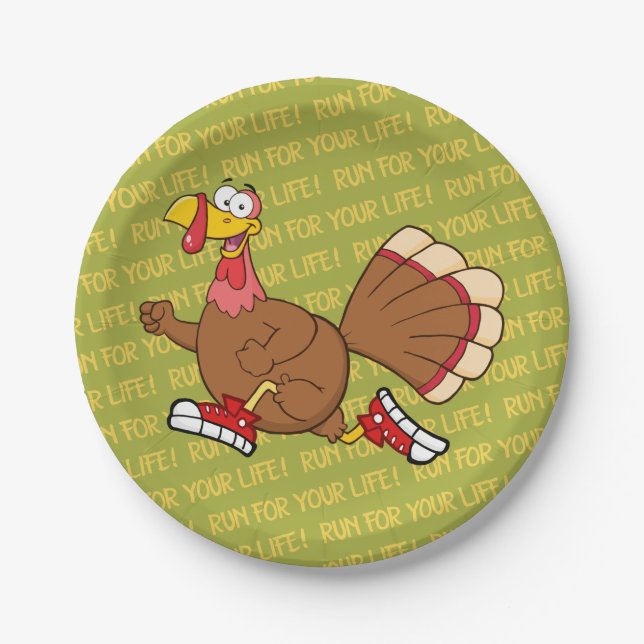 Holiday Turkey Cartoon Paper Plate (Front)