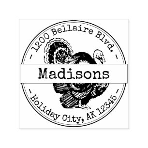 Holiday Turkey Typewriter Font Return Address Self-inking Stamp