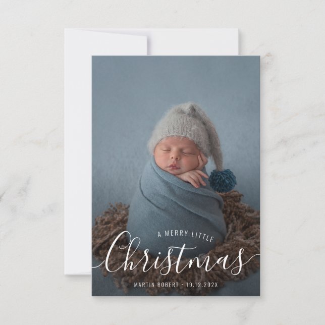 Holiday typography birth announcement card (Front)