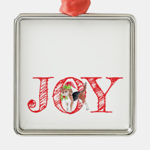 holiday typography JOY christmas dog festive Metal Tree Decoration
