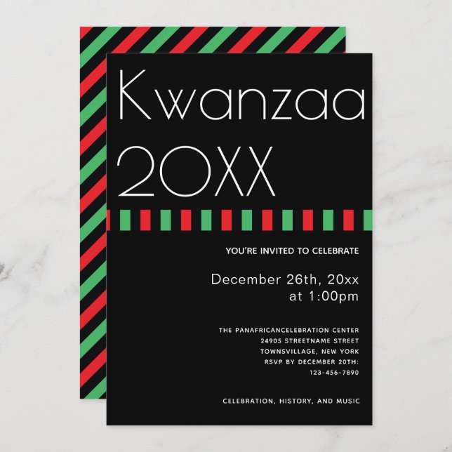 Holiday Typography Kwanzaa Invitation (Front/Back)