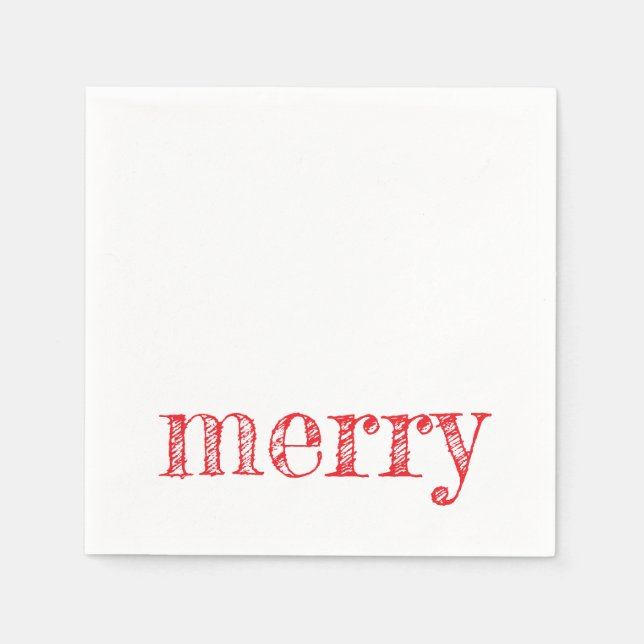 holiday typography MERRY christmas festive modern Napkin (Front)