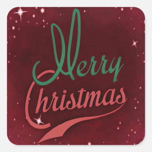 Holiday Typography trendy Merry Christmas Square Sticker (Front)