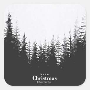 Holiday Typography trendy red glitter Christmas Square Sticker