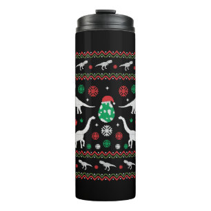 Holiday Ugly Christmas Sweater DINOS T REX EGG FUN Thermal Tumbler