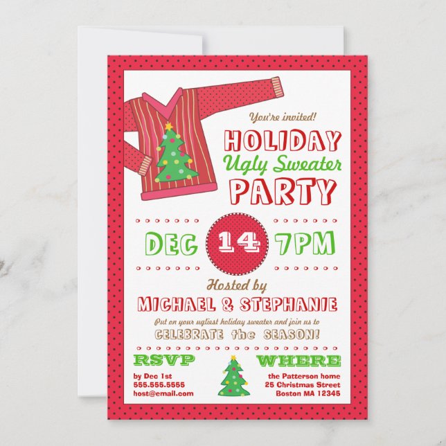 Holiday Ugly Sweater Christmas Party Invitation (Front)