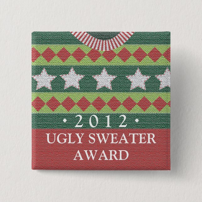 Holiday Ugly Sweater Party Contest Winner Award 15 Cm Square Badge (Front)