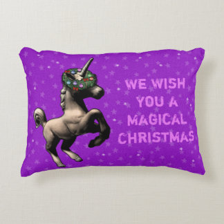 "Holiday Unicorn" Christmas Accent Pillow (Purple)