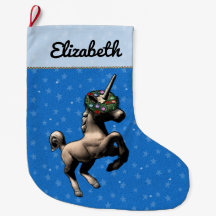 "Holiday Unicorn" Christmas Stocking (Blue)