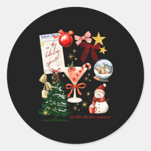 Holiday Vibes In The Holiday Srit Christmas Funny  Classic Round Sticker