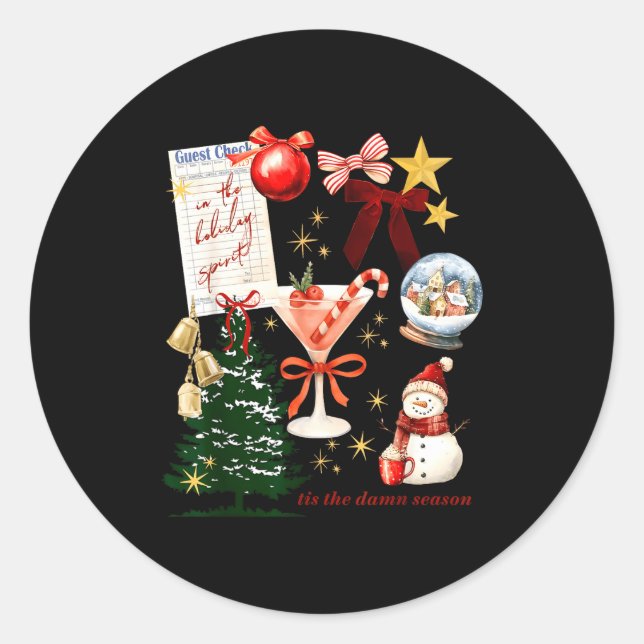 Holiday Vibes In The Holiday Srit Christmas Funny  Classic Round Sticker (Front)