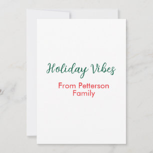 Holiday Vibes red Christmas add family name date b Card