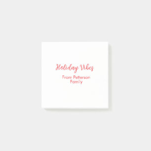 Holiday Vibes red Christmas add family name date b Post-it Notes